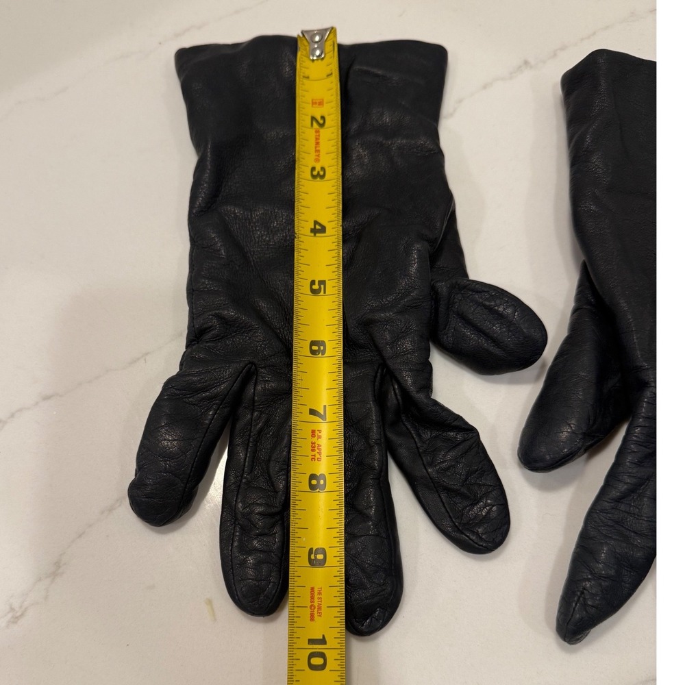 Fownes Black Genuine Leather Gloves 100% Cashmere Lined Size 8.5 Women Winter - Picture 6 of 6